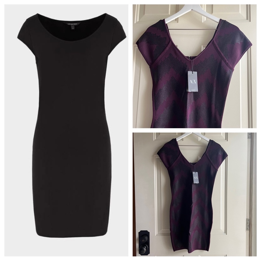 Armani Exchange Plum Chevron Body Con Dress M NWT